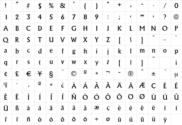 JacobBecker-Medium Regular Character Map