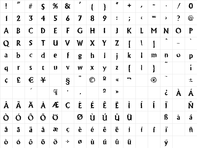JacobBeckerRandom Bold Character Map
