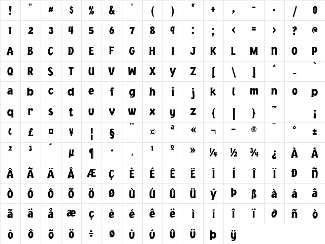 Jacoby Cond ICG Black Character Map