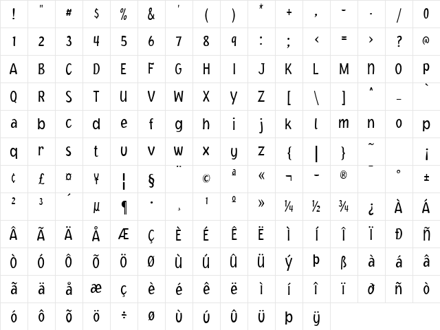 Jacoby Cond ICG Light Character Map