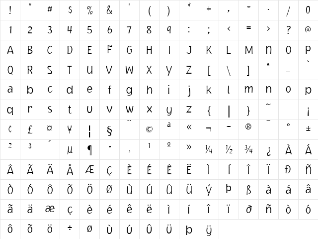 Jacoby ICG XLight Character Map