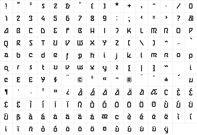 AstroRegular Regular Character Map AstroRegular Regular Character Map