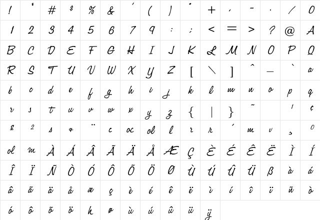 Jacquard Regular Character Map