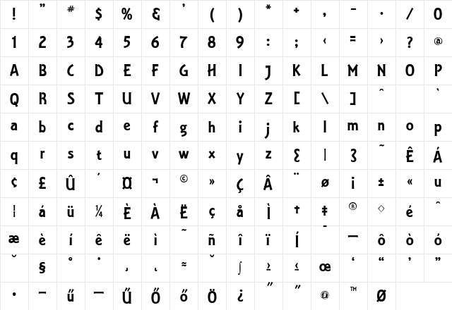 Jaddarack Regular Character Map