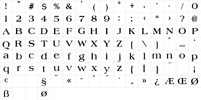 Jade Bold Character Map