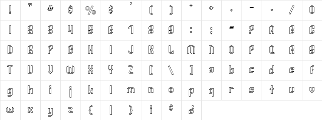 Archery Black Outline Regular Character Map