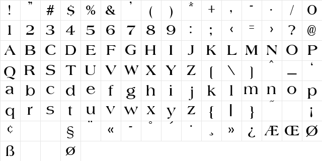 Jade Regular Character Map