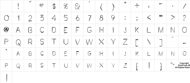 JaggaPoint Regular Character Map JaggaPoint Regular Character Map