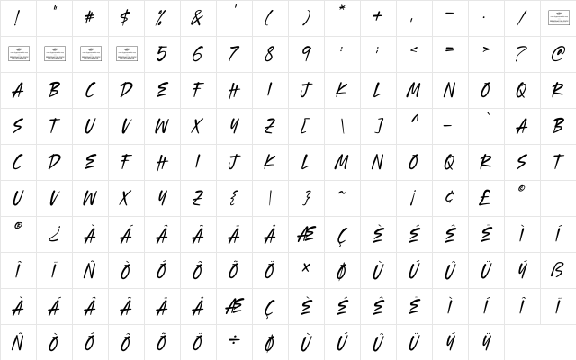 Archer Regular Character Map