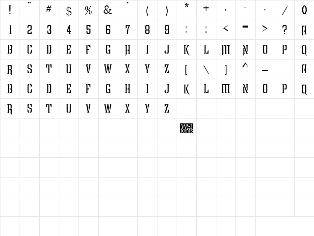 Manzanita Regular Character Map