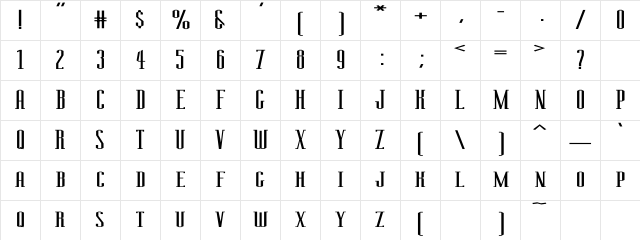 ManzanitaWide Regular Character Map