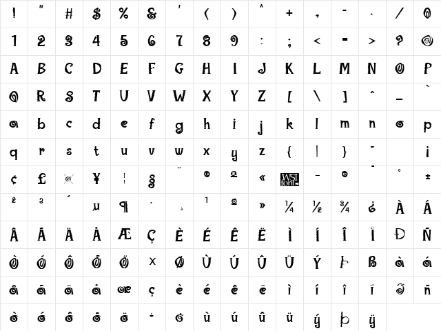 Maraca Extrabold Regular Character Map Maraca Extrabold Regular Character Map