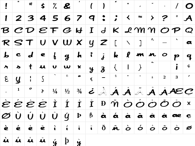 JapanScript911 Regular Character Map