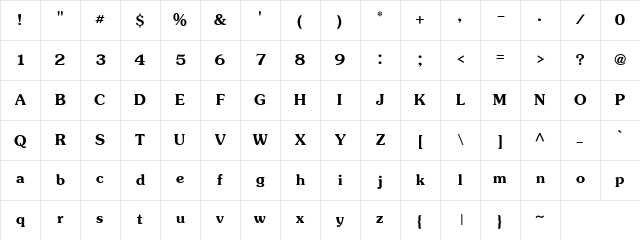 JasmineUPC Bold Character Map JasmineUPC Bold Character Map
