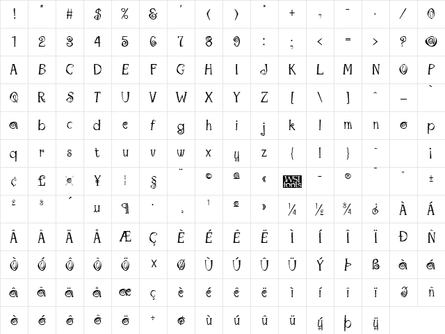 Maraca Regular Character Map
