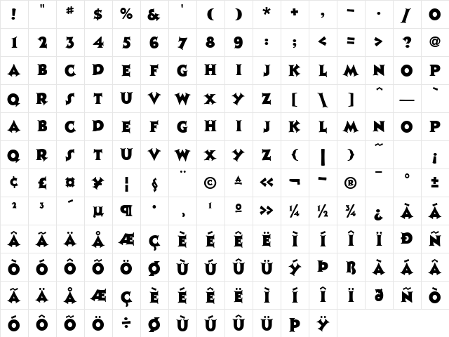 Jazz Poster ICG Regular Character Map