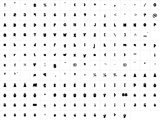 Jiffy Regular Character Map Jiffy Regular Character Map