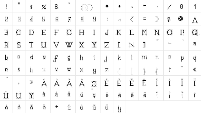 JBEtude Regular Character Map