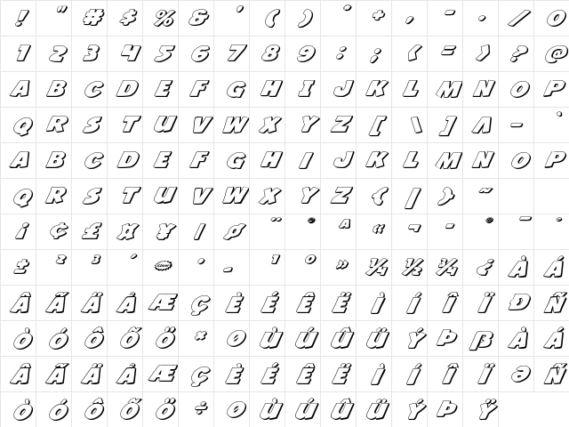 Jack's Candlestick 3D Expanded Expanded Character Map
