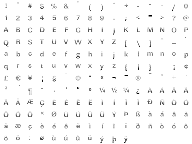 JeffBeckerGradient Bold Character Map