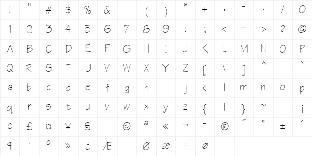 Architect Regular Character Map