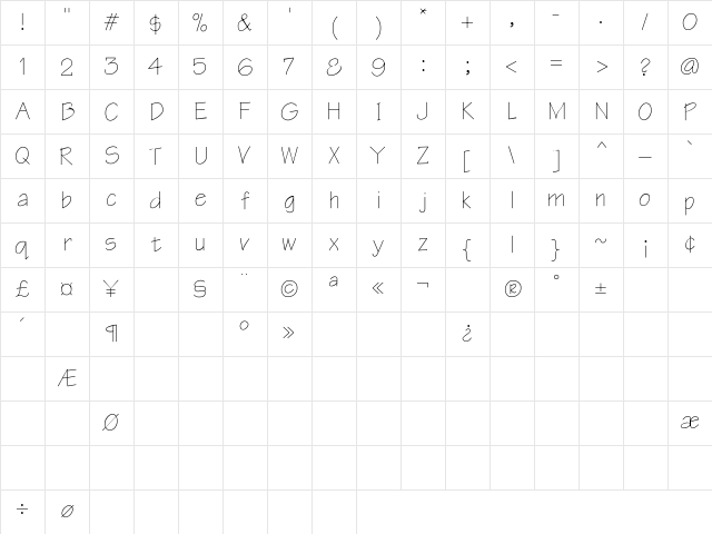 Architect Regular Character Map