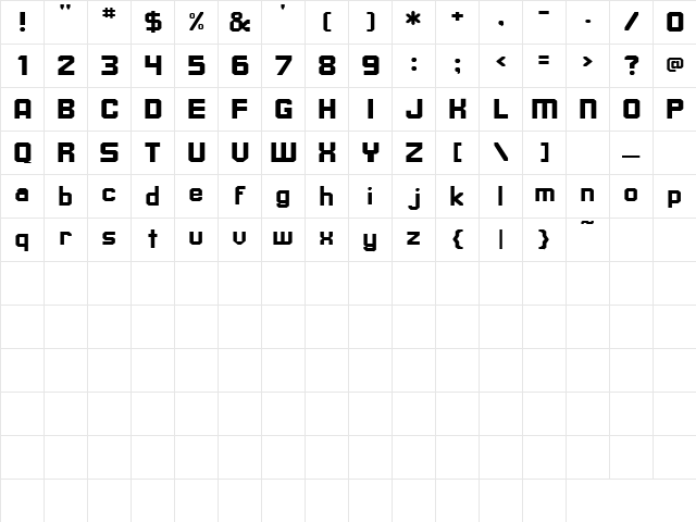 Marathon 4 Regular Character Map