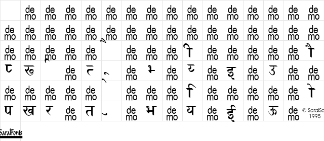 Marathi Saral-DEMO Normal Character Map Marathi Saral-DEMO Normal Character Map