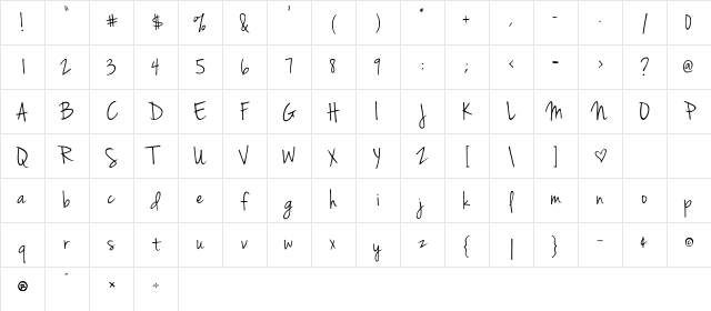 Jenna Sue Regular Character Map
