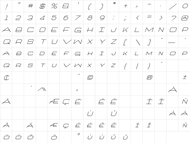 Architext Itali Regular Character Map Architext Itali Regular Character Map