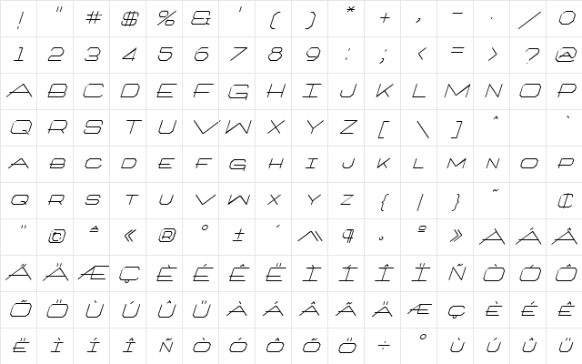 Architext Italic Character Map Architext Italic Character Map