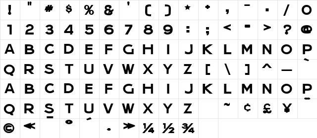 Jera Sans Bold JL Regular Character Map