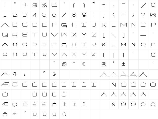 ArchitextOneType Regular Character Map