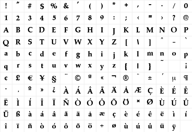 MarathonSerial-Xbold Regular Character Map