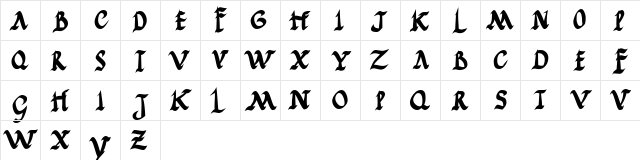 JGJ Roman Rustic Bold Character Map