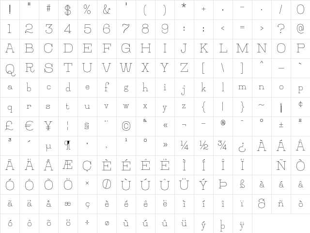 Jillsville Regular Character Map