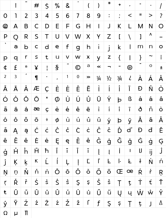 Archopada Rounded Regular Character Map Archopada Rounded Regular Character Map