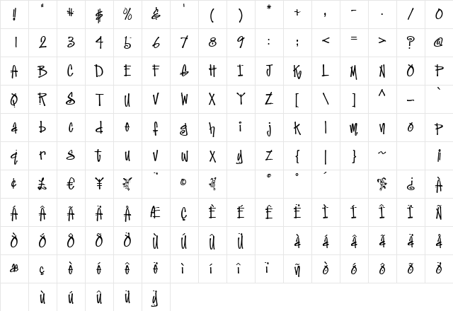 Jive Talk Bold Character Map Jive Talk Bold Character Map