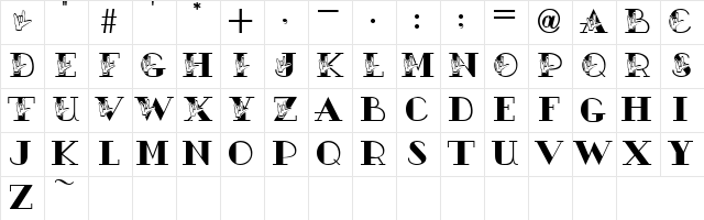 JLR ASL ILY Regular Character Map JLR ASL ILY Regular Character Map