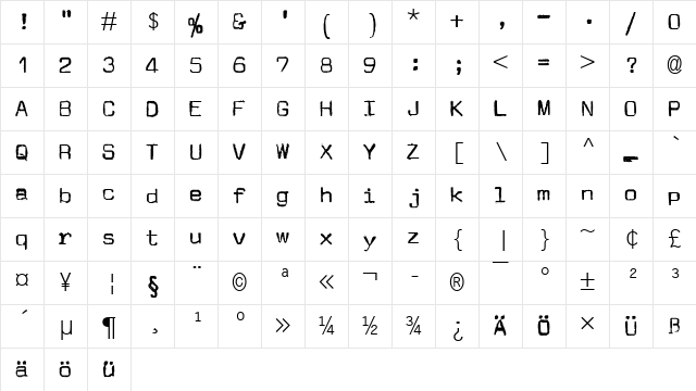JMLetter Regular Character Map JMLetter Regular Character Map