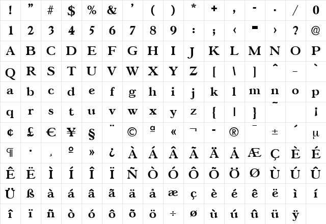 MarcBecker Bold Character Map