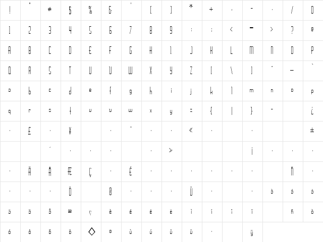 Joe 10 Regular Character Map