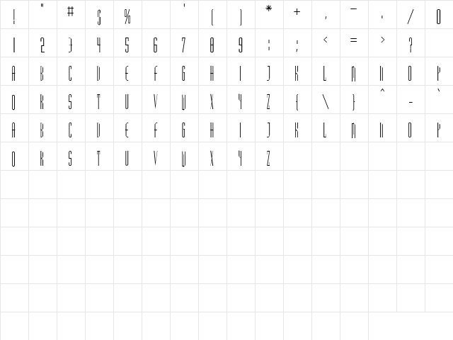 Joe 18 Regular Character Map