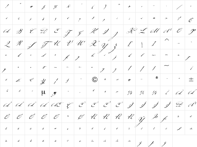 JohannSparklingITC TT Regular Character Map JohannSparklingITC TT Regular Character Map