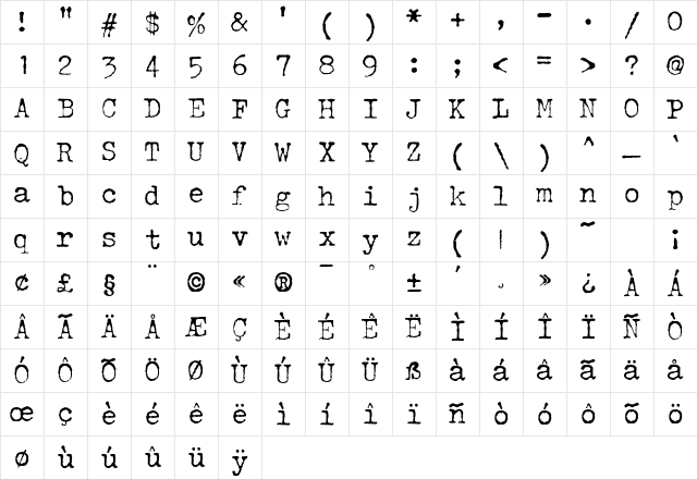 JohnDoe Medium Character Map