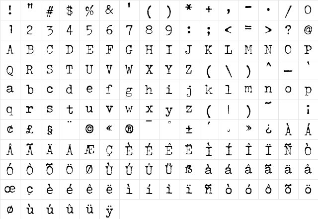 JohnDoe Regular Character Map