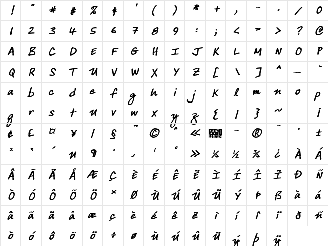 ArdleysHand Bold Italic Character Map ArdleysHand Bold Italic Character Map
