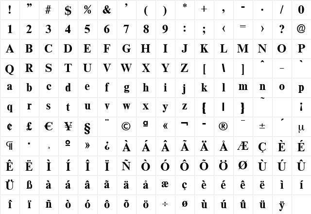 JonasBecker Bold Character Map