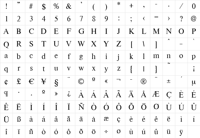 JonasBecker Regular Character Map