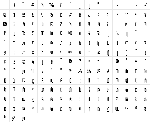 Ardour 3D GM Regular Character Map